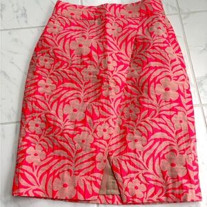 J. Crew Pink and Tan Floral Pencil Skirt